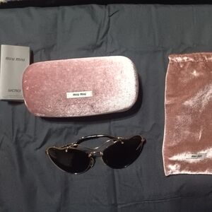 Miu Miu Black Sunglasses with Pink Case